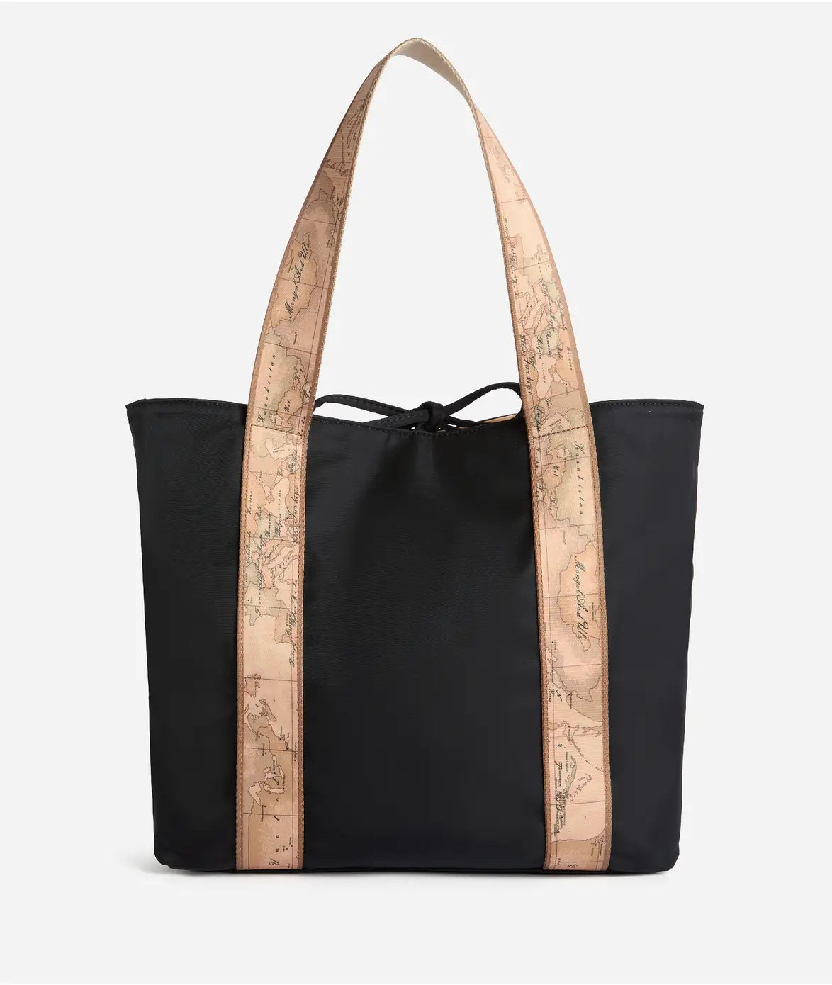 Borsa shopping reversibile in nylon e tessuto soft stampa Geo Classic Nero