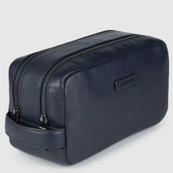 Beauty case uomo in pelle a due scomparti Blu - Modus - Piquadro