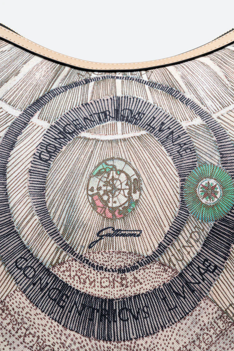 Borsa a tracolla grande in tessuto - Maya Planetarium Watercolor Beige - Gattinoni