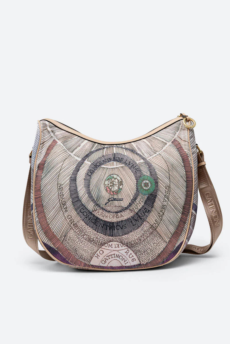 Borsa a tracolla grande in tessuto - Maya Planetarium Watercolor Beige - Gattinoni