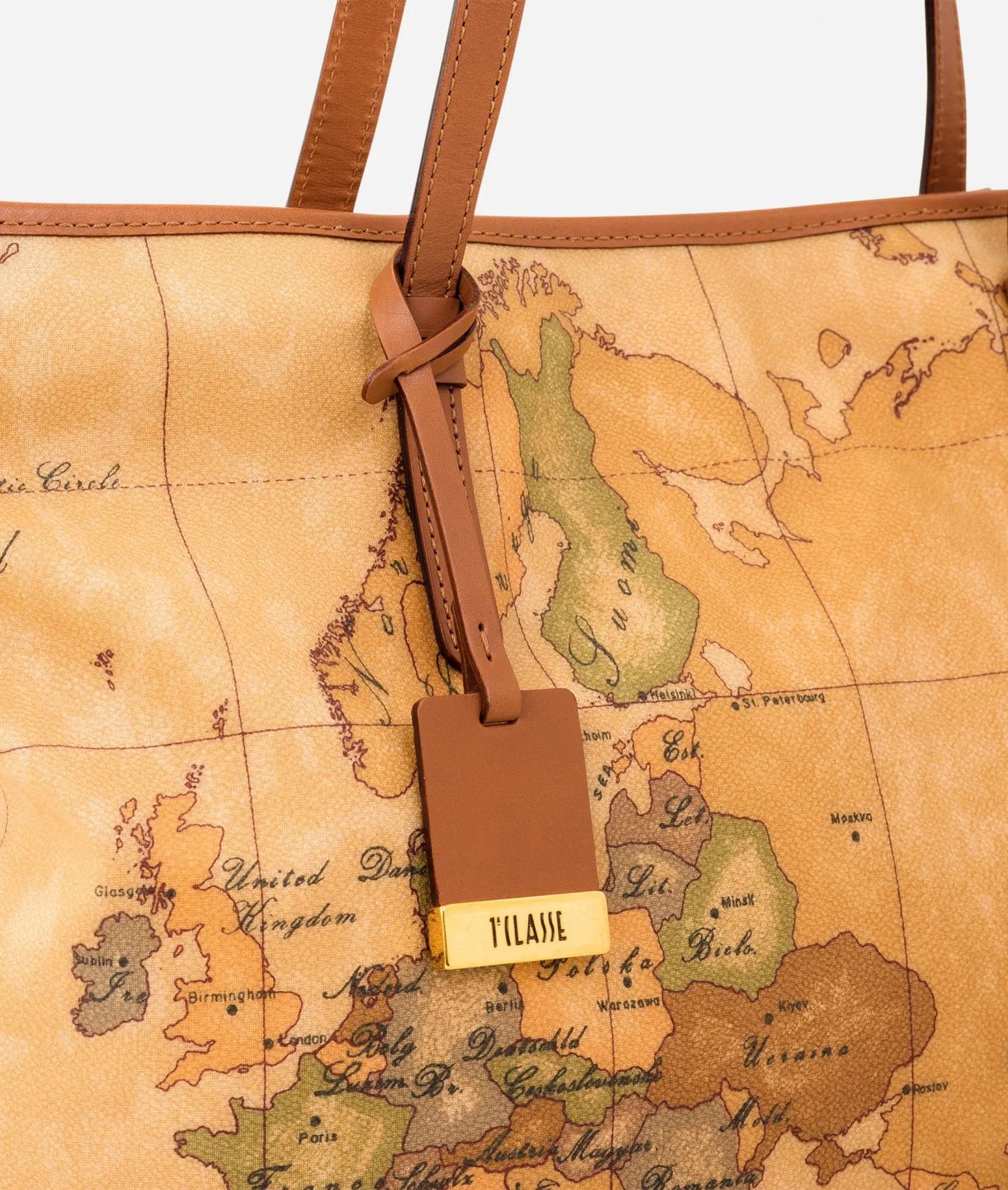 Borsa shopping orizzontale in tessuto stampato con cartina geografica Geo Classic - Alviero Martini Prima Classe