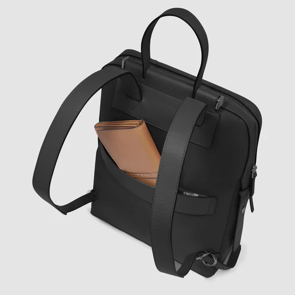 Zaino donna porta PC 14" e porta iPad® in pelle e tessuto Nero - Lyra - Piquadro