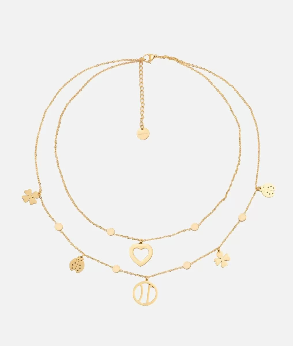 Collana due fili in acciaio bagnata in oro con charms Oro - Alviero Martini Prima Classe
