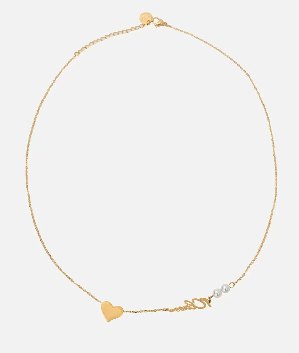 Collana in acciaio bagnata in oro con logo 1ᴬ e cuore - Classe Oro - Alviero Martini Prima Classe