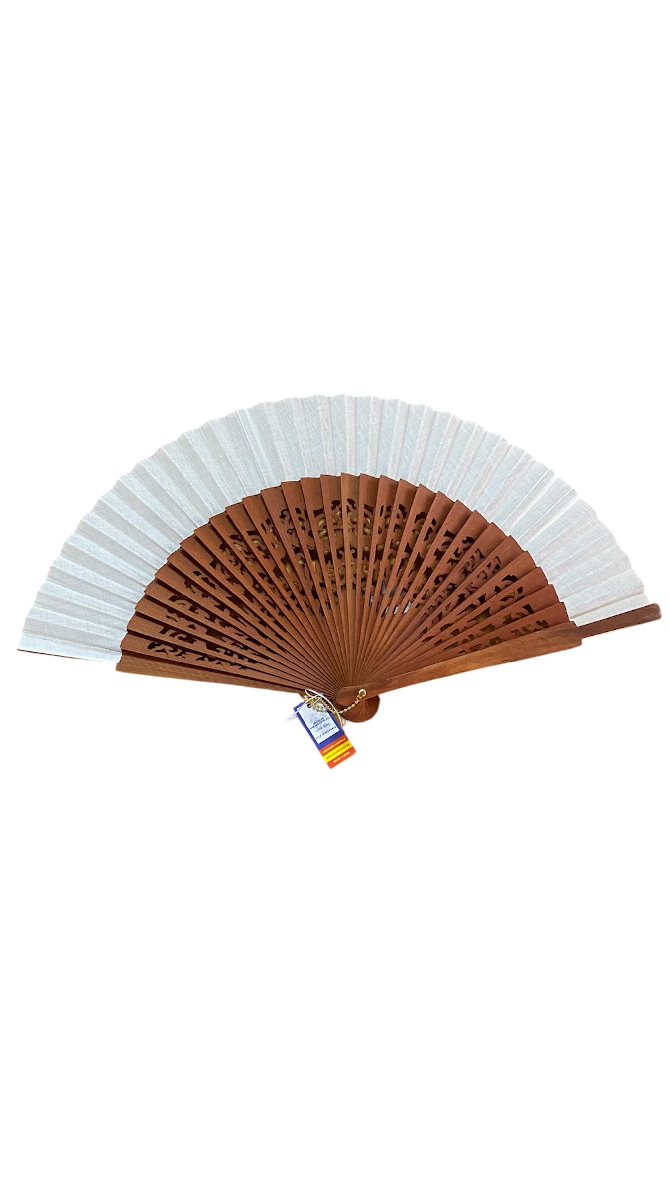 Ventaglio Spagnolo legno e tessuto Panna - Abanicos Lola Blay