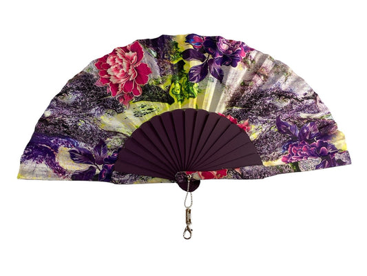 Ventaglio spagnolo seta - fiori viola - Abanicos Lola Blay