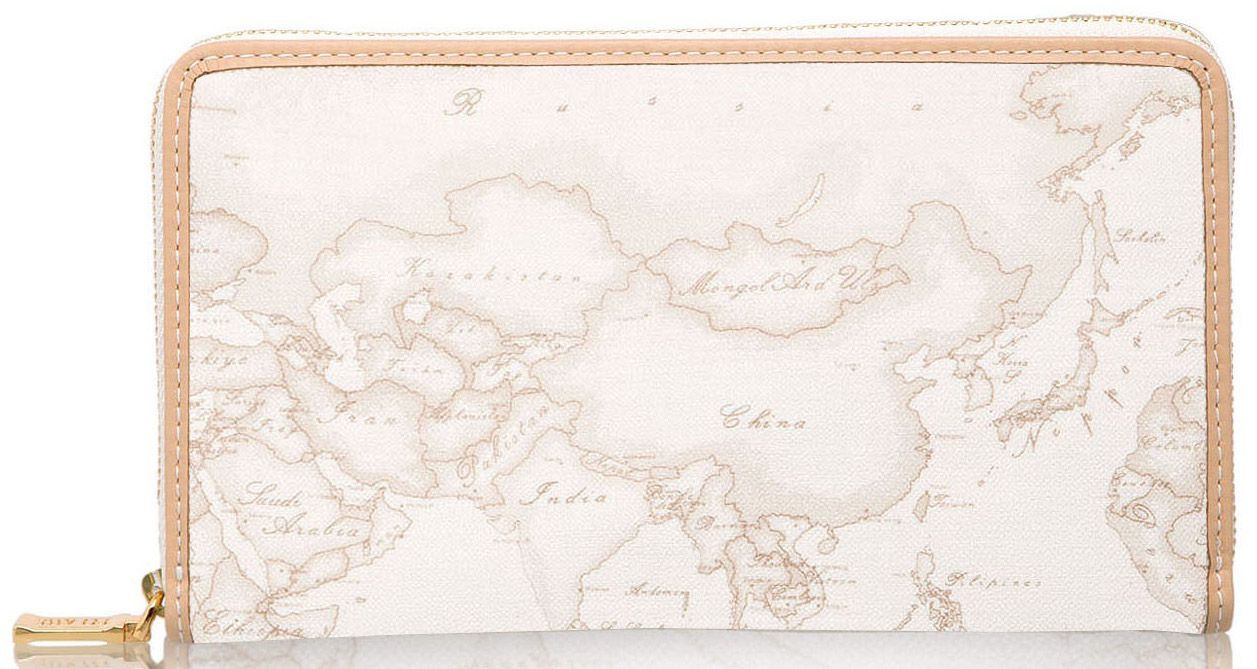 Portafoglio donna lungo zip around con piastrina Geo White Alviero Martini Prima Classe