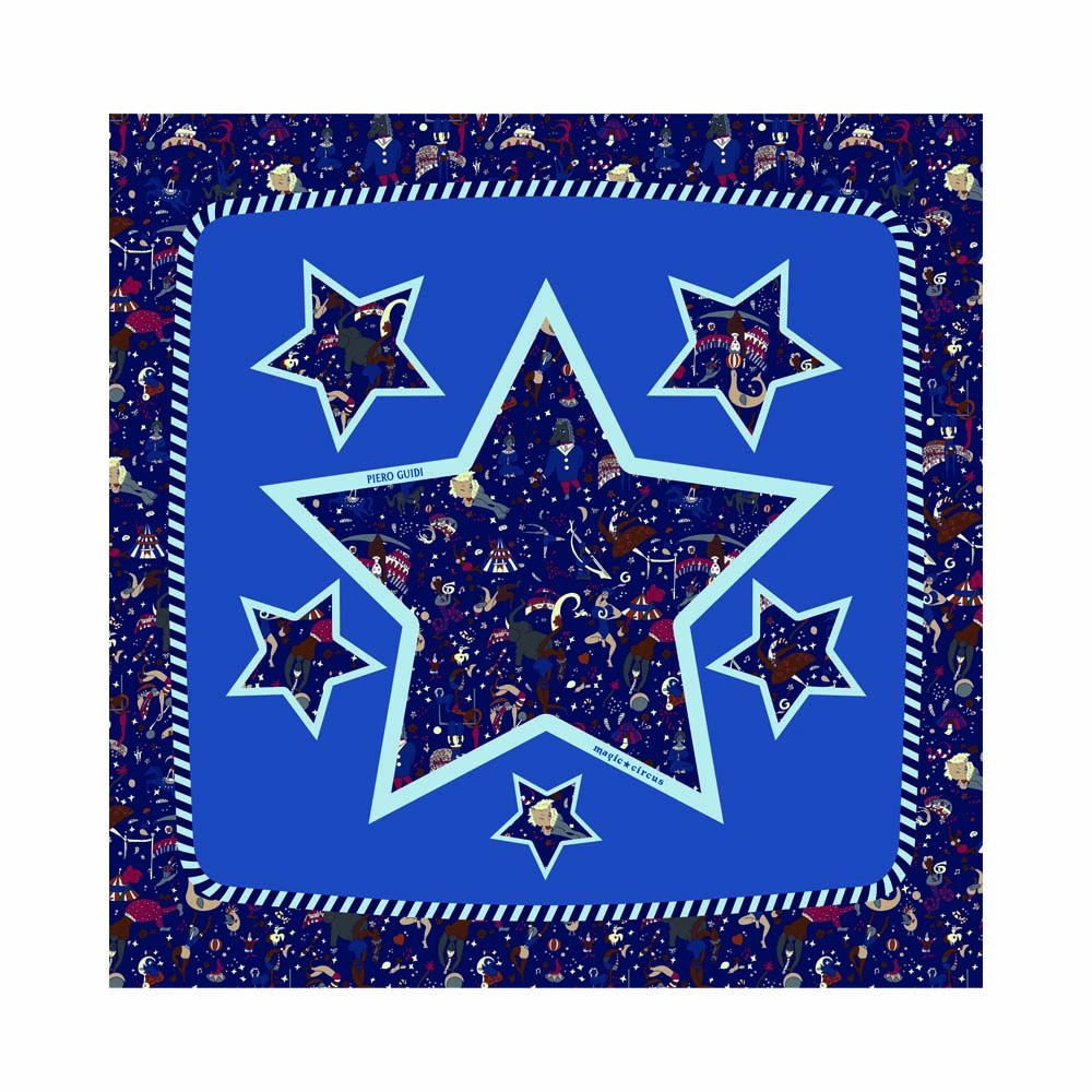 Foulard in seta chiffon 106 cm - Magic Circus Star Piero Guidi