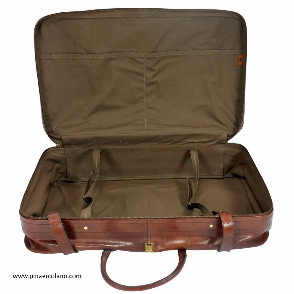 Valigia grande in pelle con chiusura fibbie anni '80 Story Viaggio The Bridge