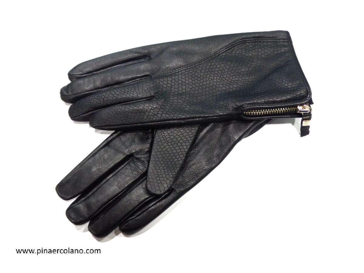 Guanti Donna in pelle con cerniera - G3048G7 - Nero
