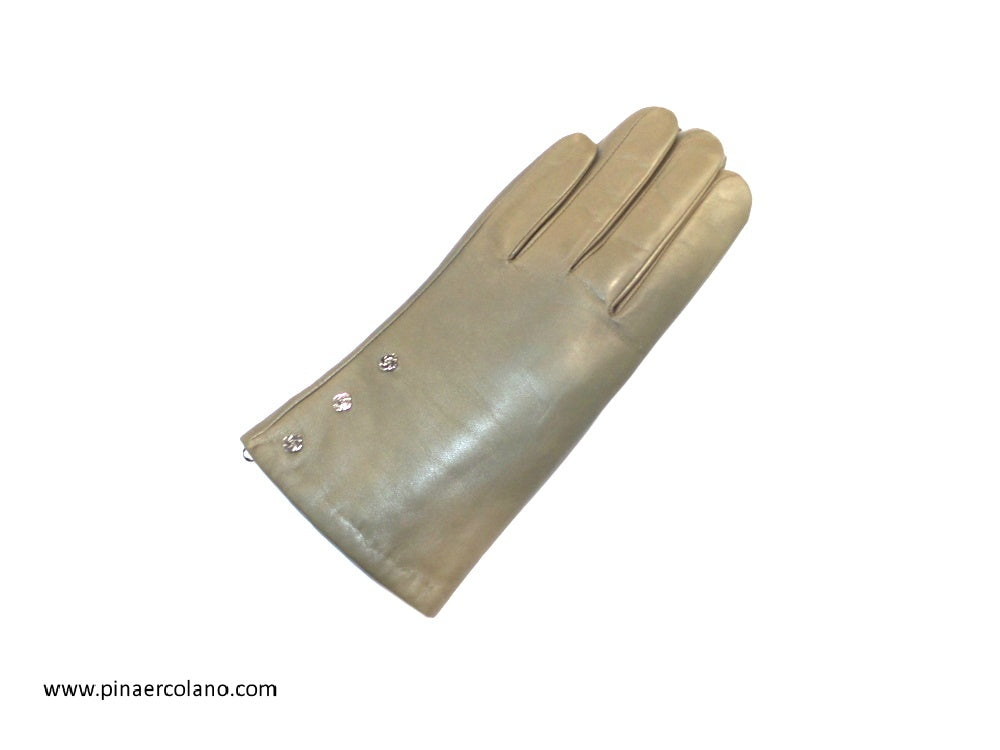 Guanti Donna in pelle - fodera lana - Logo - Samsonite - Tortora