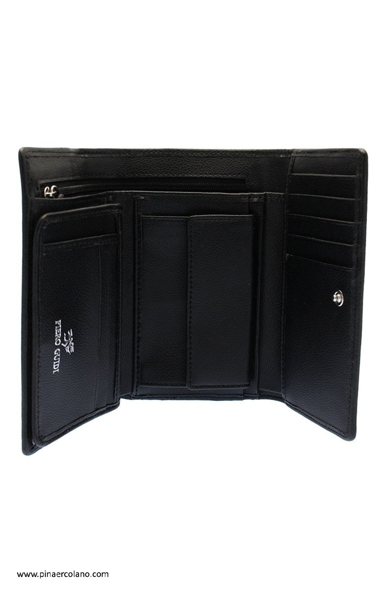 Portafoglio medio donna Piero Guidi Iconic Monogram nero 15 x 9,5 x 3 cm
