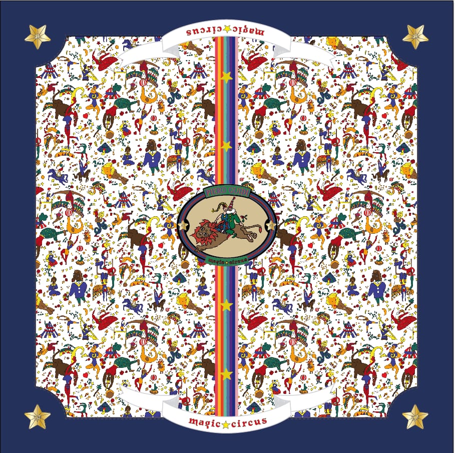 Foulard magic circus piero guidi con cornice blu