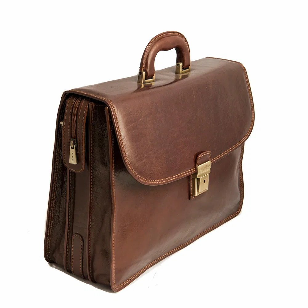 Cartella 3 scomparti porta PC 15" in cuoio - Chiarugi Firenze