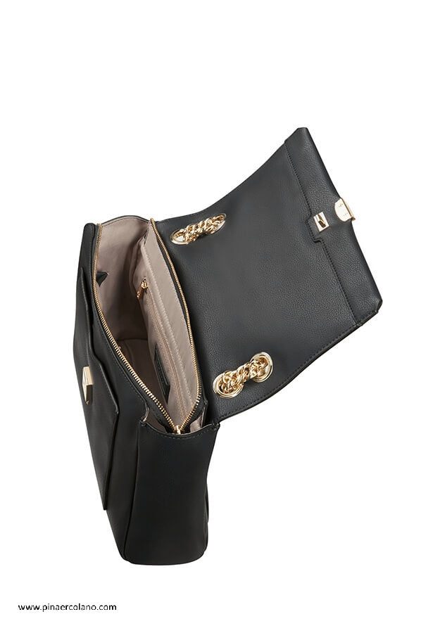 Borsa donna a tracolla media in ecopelle Satiny 2.0 Samsonite - Nero