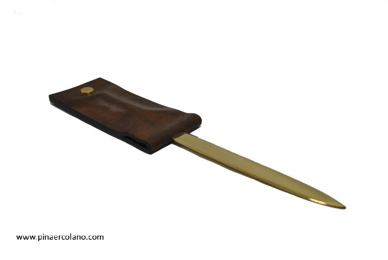 Tagliacarte da scrivania in cuoio massello e ottone Kangaroo