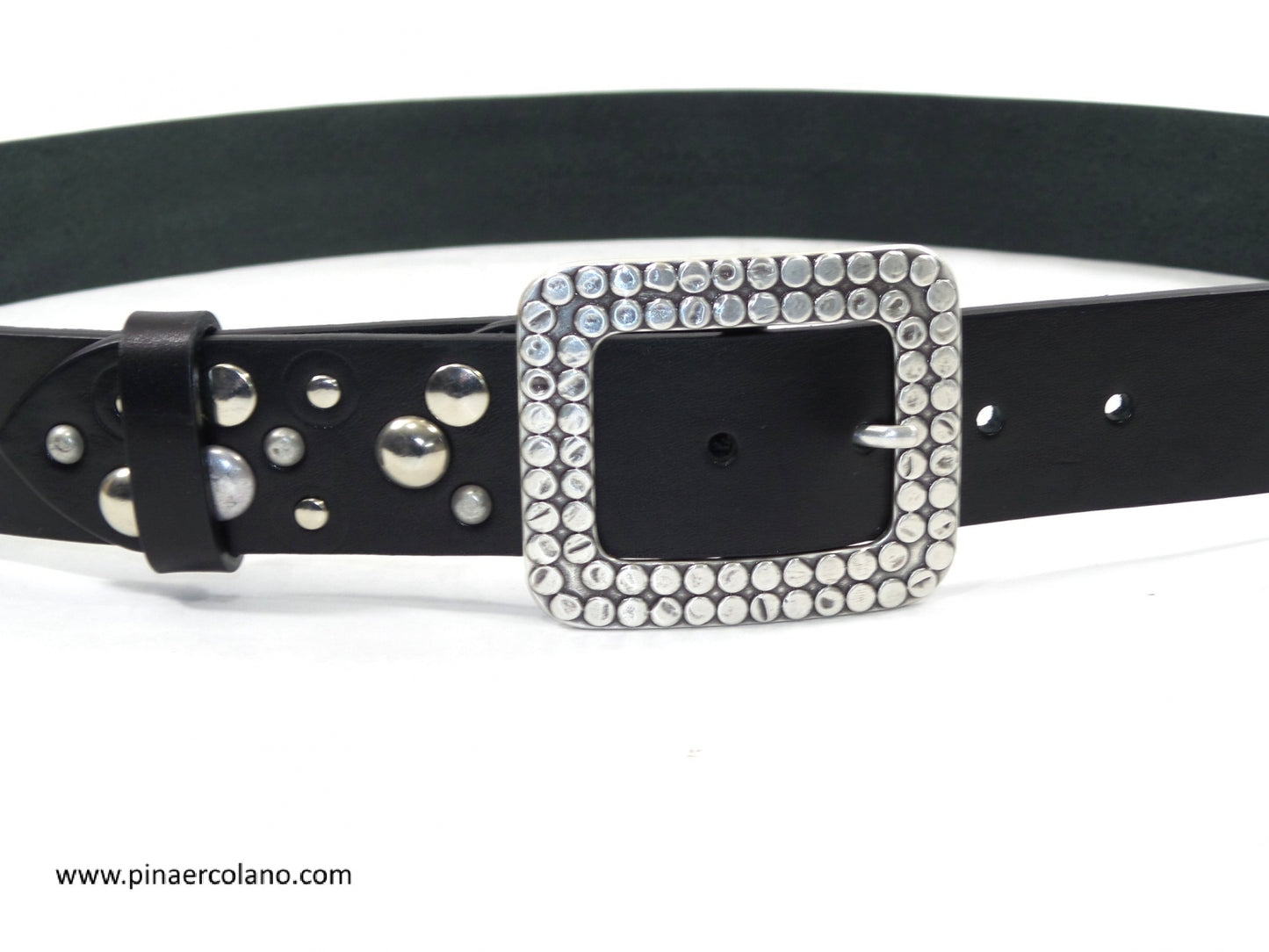 Cintura donna 4 cm in pelle Alemà con borchie e fibbia grande