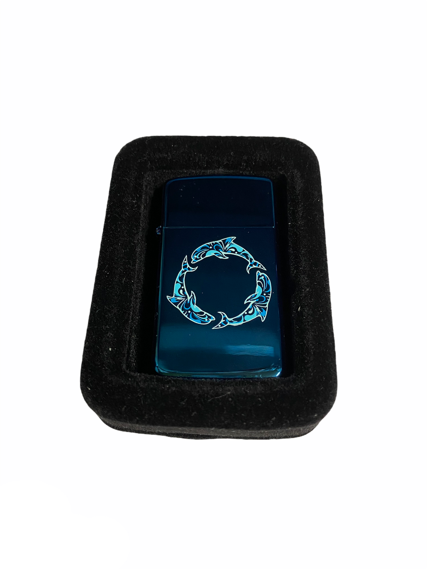 Accendino Zippo Originale a benzina ricaricabile - Blu cerchio di delfini
