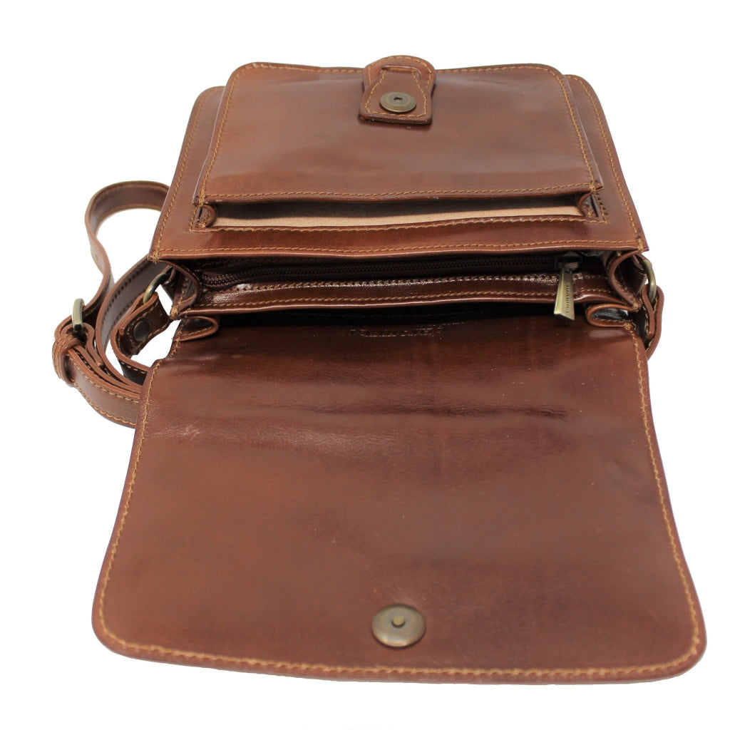 Borsa a tracolla piccola con scomparti in pelle - Classic - Chiarugi Firenze