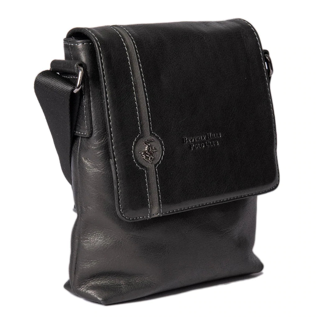 Borsello a tracolla con patta in pelle cm 23 - Explore - Beverly Hills Polo Club