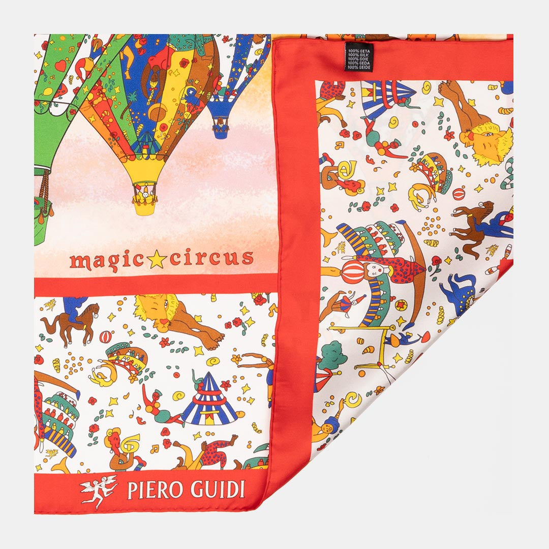 Foulard 90 x 90 cm 100% seta - Magic Circus Le Mongolfiere - Piero Guidi