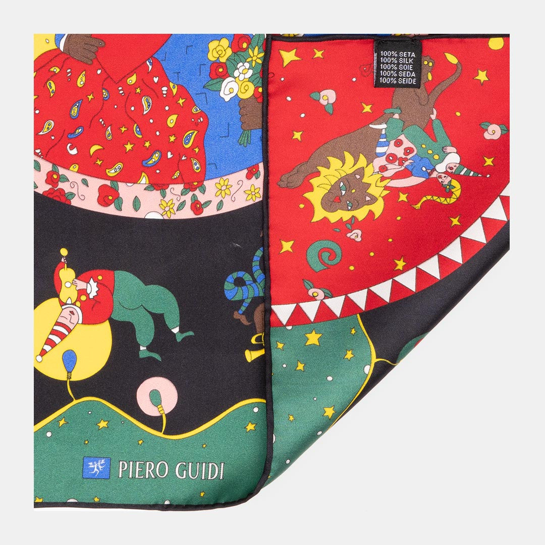 Foulard 90 x 90 cm 100% seta - Magic Circus Charlotte - Piero Guidi