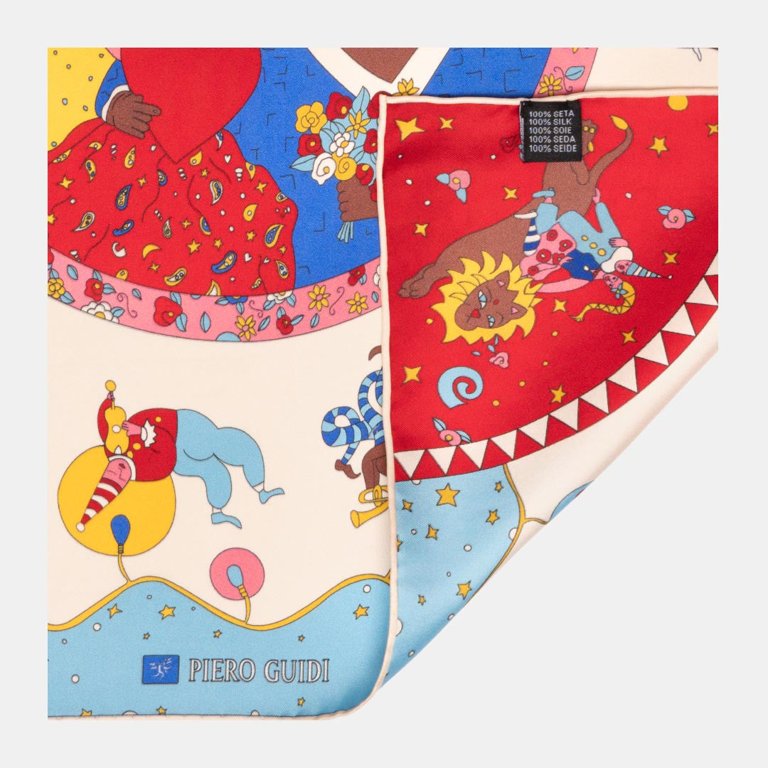 Foulard Bandana 52x 52 cm 100% seta - Magic Circus Charlotte - Piero Guidi