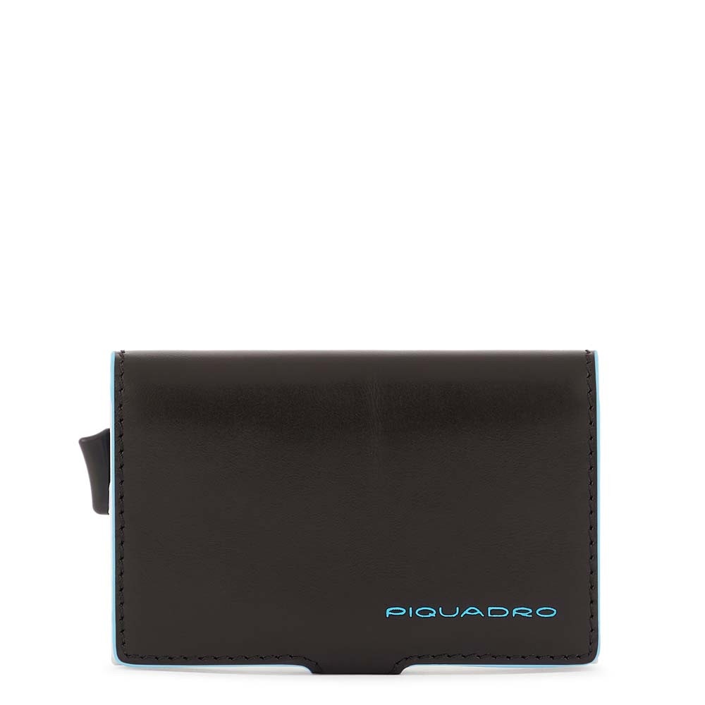 Portafogli porta carte di credito eject in metallo con protezione Rfid - Blu Square - Piquadro