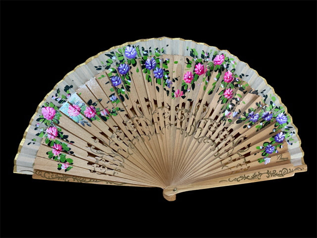Ventaglio Spagnolo disegno fiori - Naturale - Abanicos Lola Blay