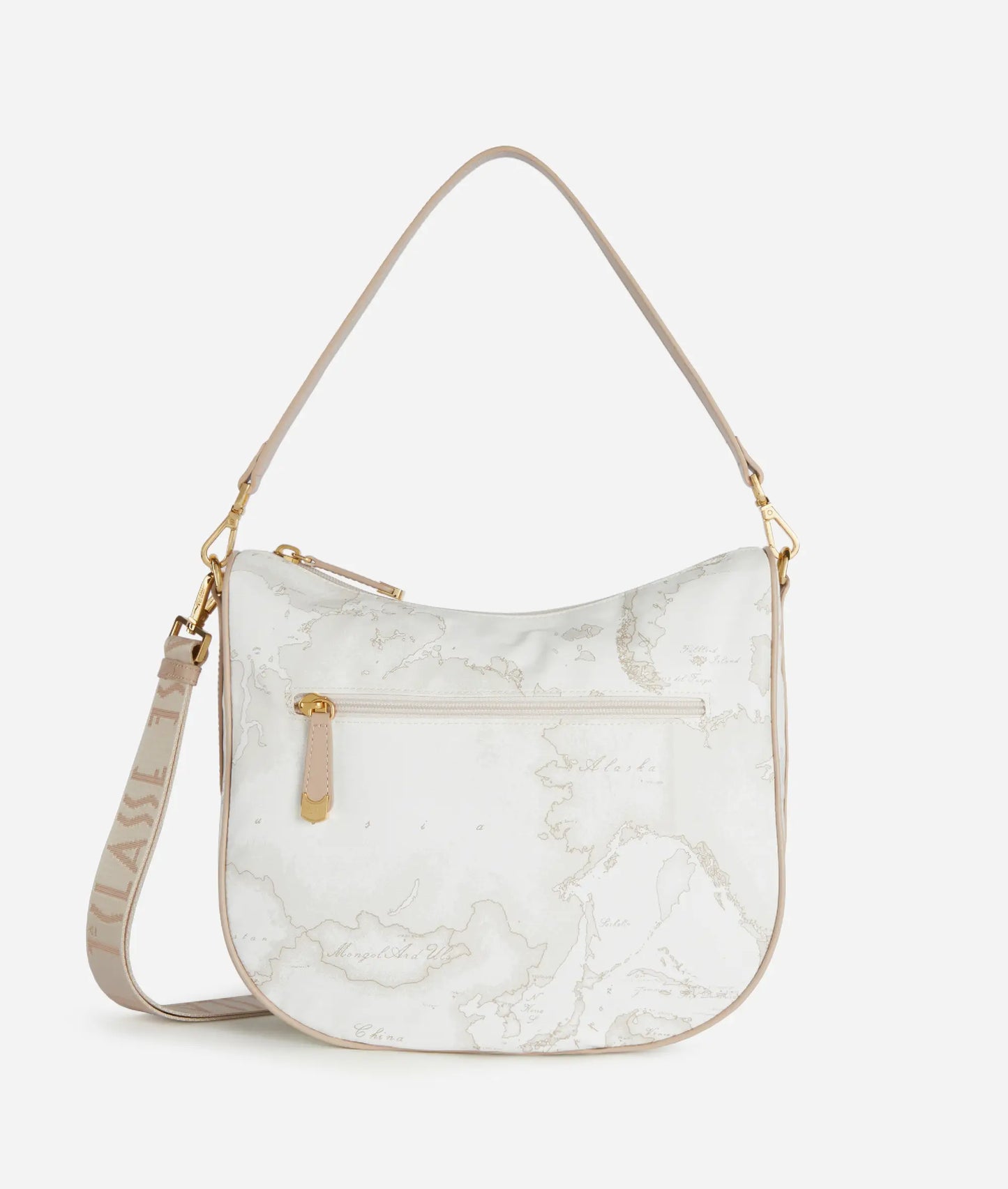 Borsa a tracolla mezza luna in tessuto Geo Soft White - Alviero Martini Prima Classe