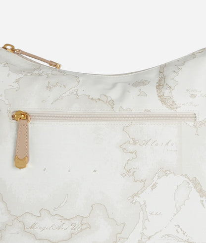 Borsa a tracolla mezza luna in tessuto Geo Soft White - Alviero Martini Prima Classe