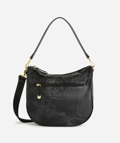 Borsa sottospalla e tracolla  in tessuto Geo Soft Black - Alviero Martini Prima Classe