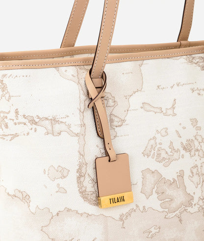 Borsa shopping media con cerniera Geo White CD006 - Alviero Martini Prima Classe