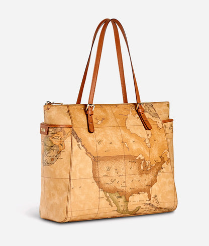 Borsa shopping grande Geo Classic impreziositi da fibbiette Alviero Martini Prima Classe
