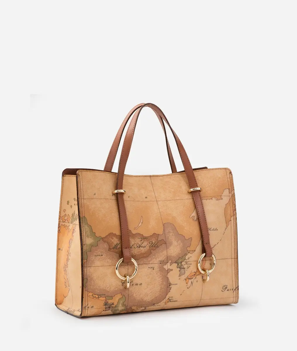 Borsa a mano sfoderata in tessuto Geo Classic Alviero Martini Prima Classe