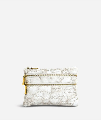 Pochette portatutto 3 cerniere in tessuto stampato Geo White - Alviero Martini Prima Classe