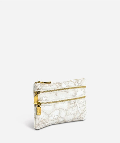 Pochette portatutto 3 cerniere in tessuto stampato Geo White - Alviero Martini Prima Classe