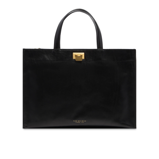 Borsa a mano in pelle con tracolla removibile - Nero - LEILA - The Bridge