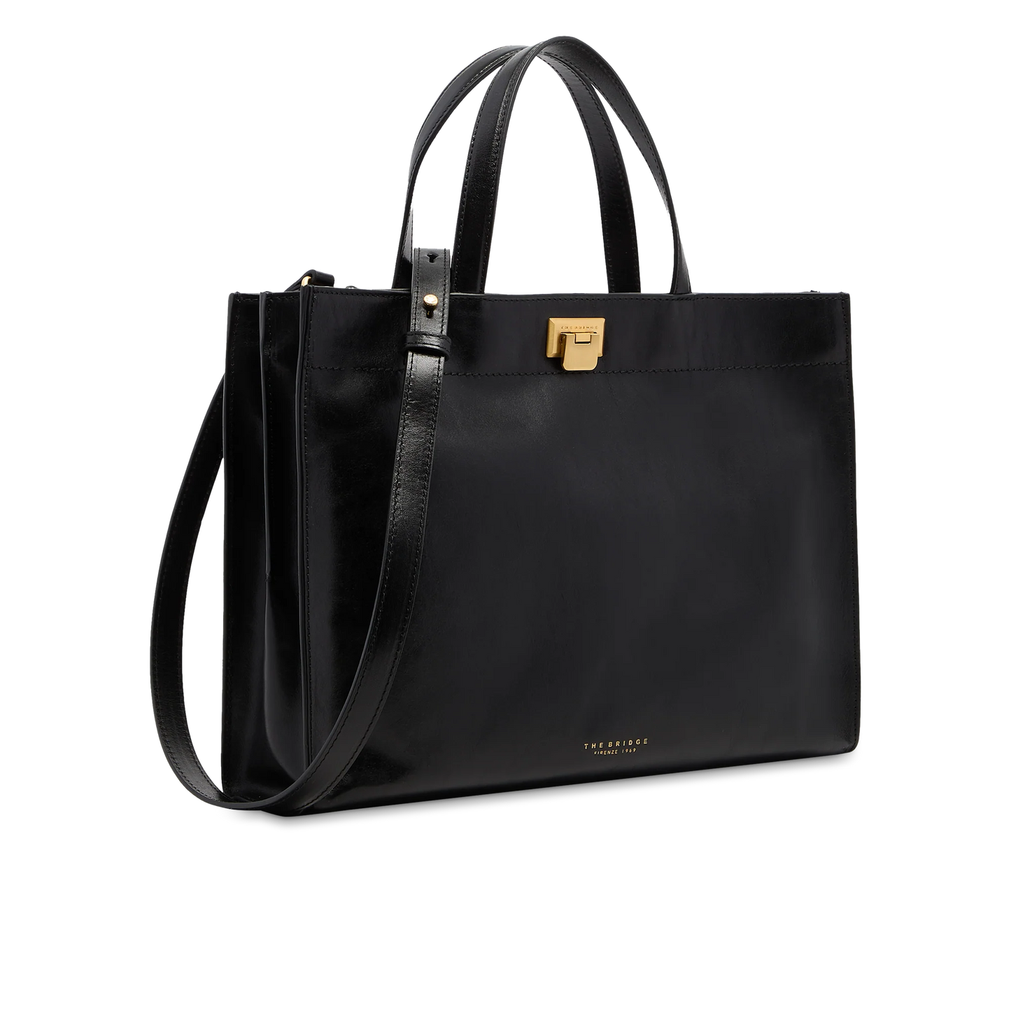 Borsa a mano in pelle con tracolla removibile - Nero - LEILA - The Bridge