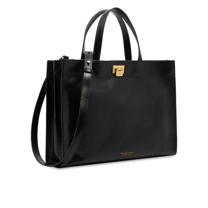 Borsa a mano in pelle con tracolla removibile - Nero - LEILA - The Bridge
