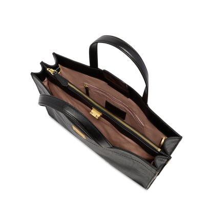 Borsa a mano in pelle con tracolla removibile - Nero - LEILA - The Bridge