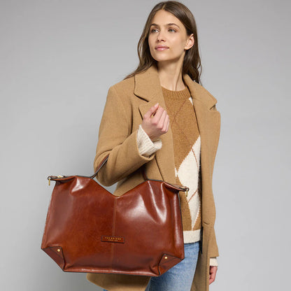 Borsa grande in cuoio con manici e tracolla - Unica Bag - The Bridge