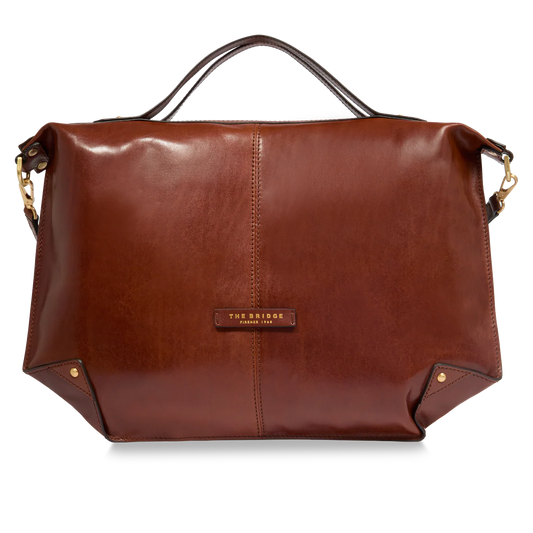 Borsa grande in cuoio con manici e tracolla - Unica Bag - The Bridge