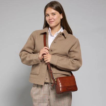 Borsa tracolla piccola in pelle marrone donna- IOLANDA - The Bridge