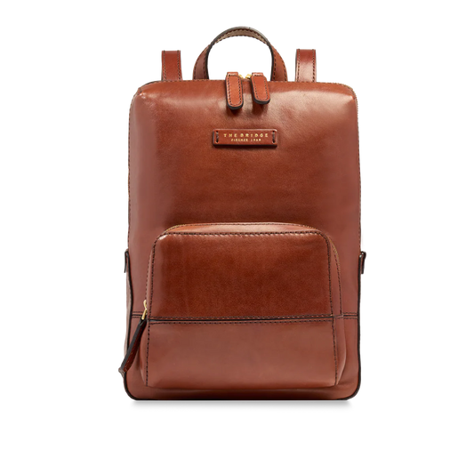 Zaino donna in pelle piccolo con tasca frontale -Iolanda- The Bridge