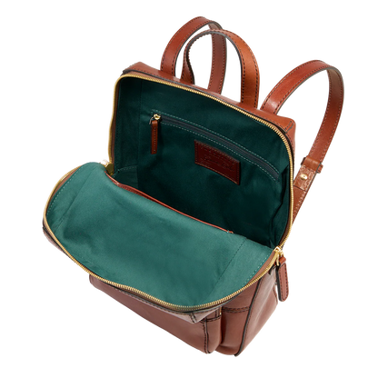 Zaino donna in pelle piccolo con tasca frontale -Iolanda- The Bridge