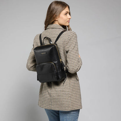 Zaino donna in pelle piccolo con tasca frontale -Iolanda- The Bridge