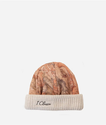 Cappello Cuffia in nylon Geo Classic con risvolto Panna - Alviero Martini Prima Classe