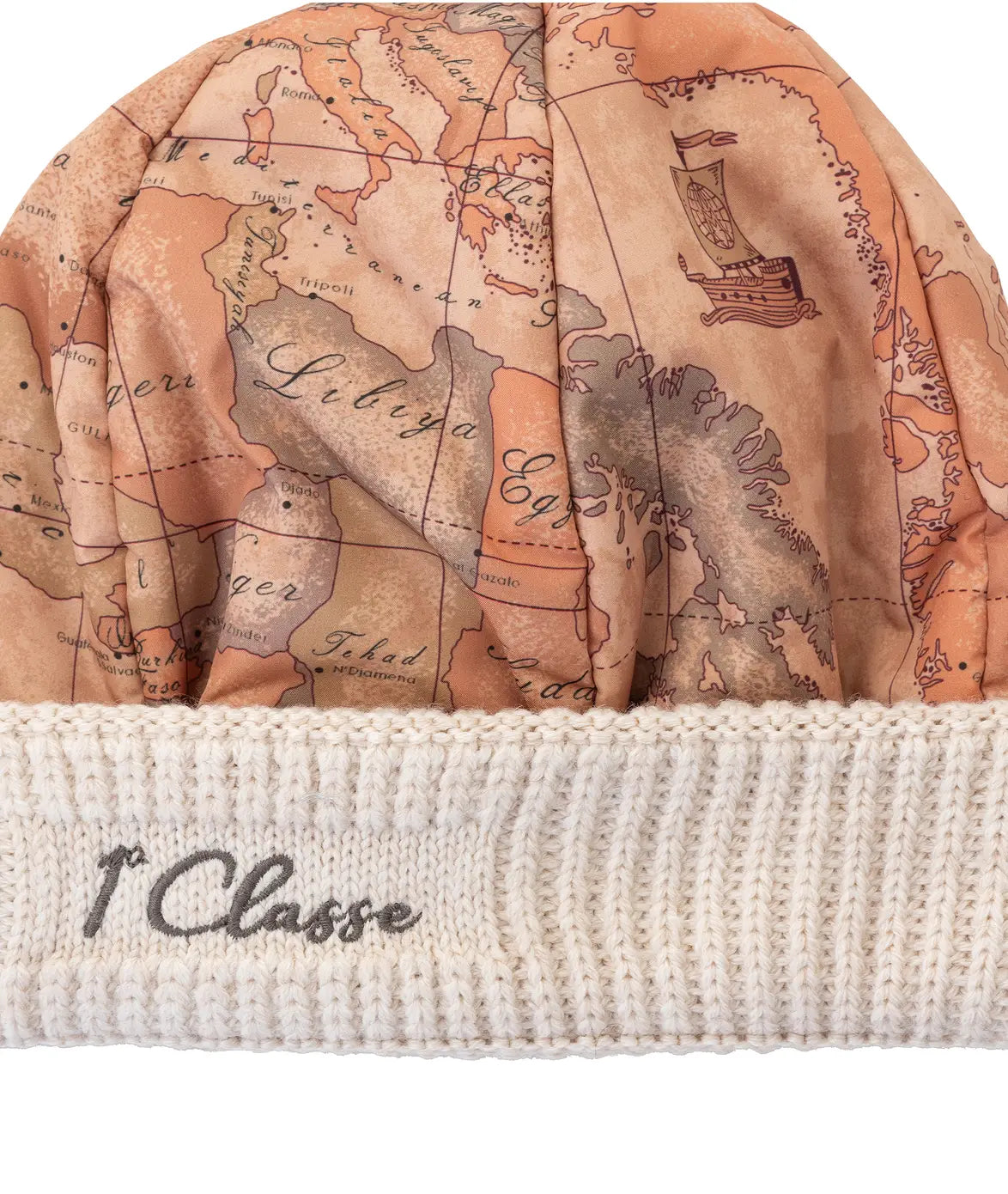 Cappello Cuffia in nylon Geo Classic con risvolto Panna - Alviero Martini Prima Classe