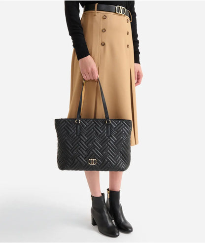 Borsa shopping in tessuto effetto nappa trapuntato - 1C Matelassé - Alviero Martini Prima Classe